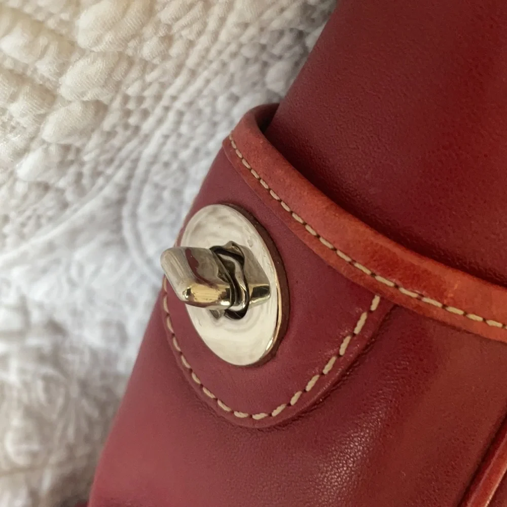 Coach Burgundy Bucket Shoulder Purse Pocketbook Bag Double Handle - Picture 5 of 15